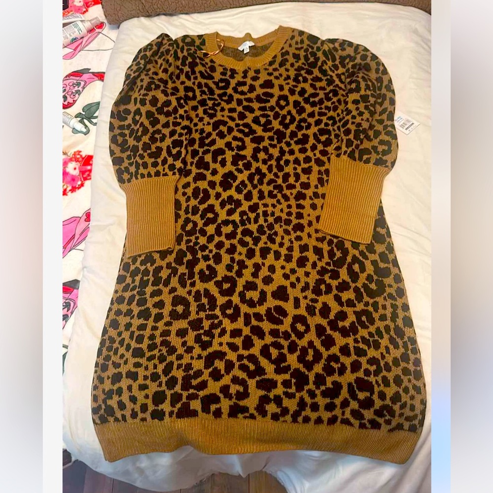 Leopard print sweater dress